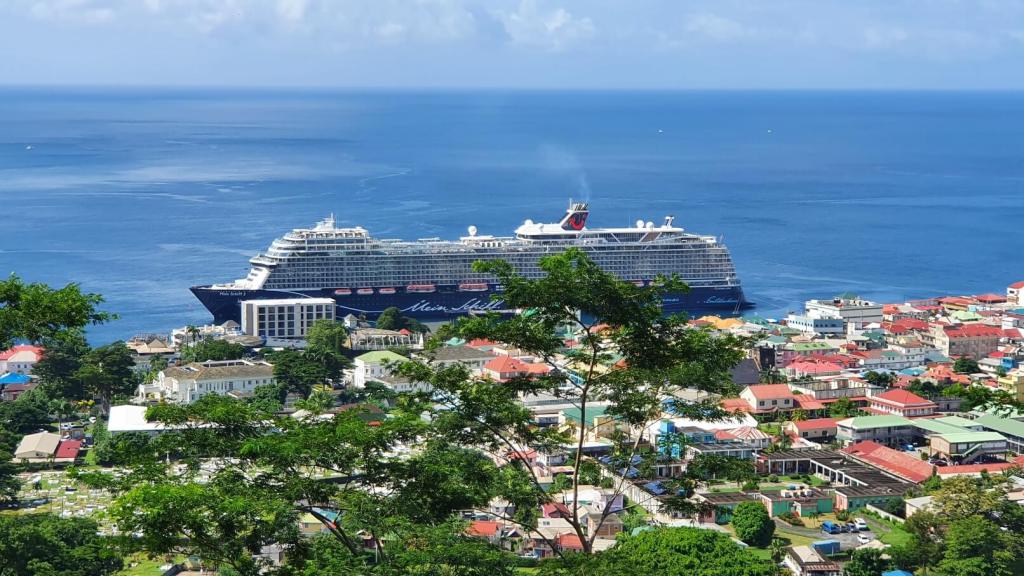 Mein Schiff 2 im Hafen von Roseau