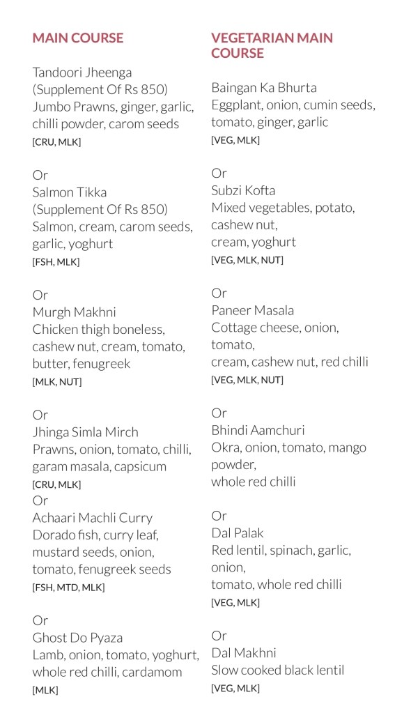 Speisekarte Tadka