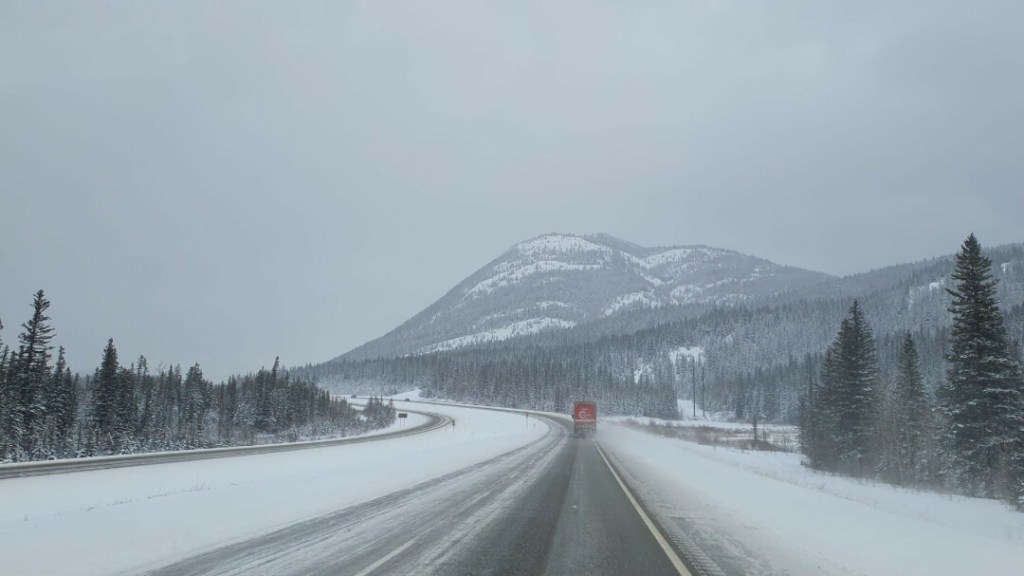 Straßenverhältnisse auf dem Weg nach Calgary