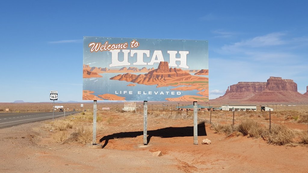 Willkommensschild Utah