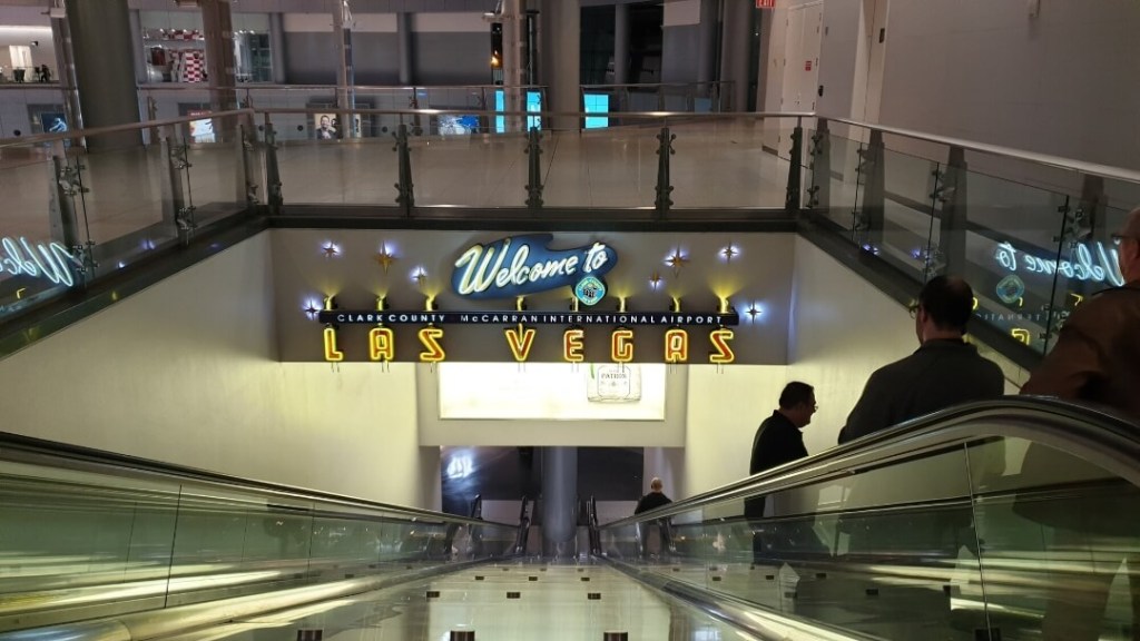 Willkommensschild im Flughafen von Las Vegas, dem Start unserer Rundreise