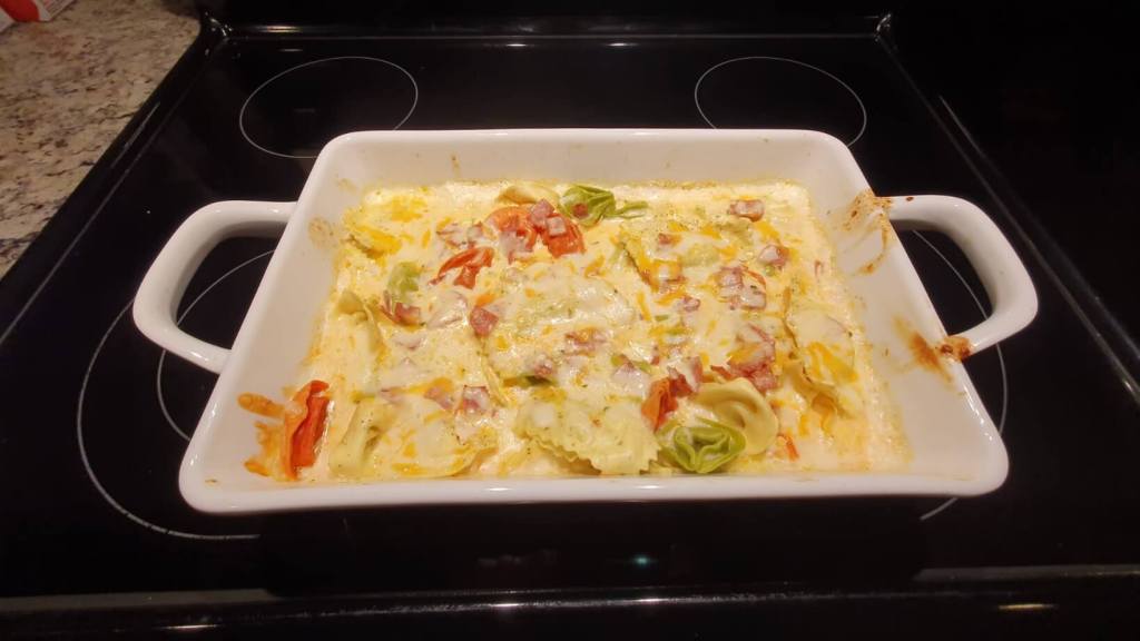 Tortelliniauflauf gekocht im Chastle Mountain Chalets