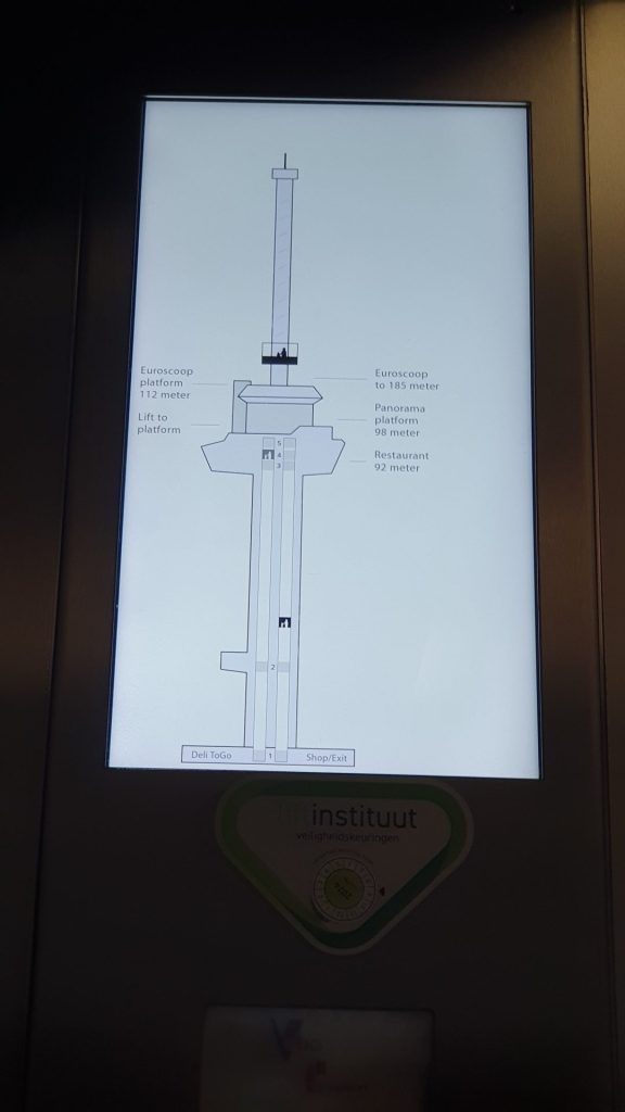 Bewegtes Bild im Aufzug des Euromast in Rotterdam