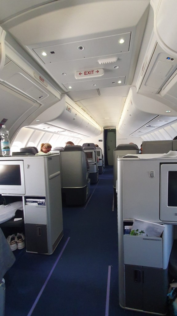 Das Oberdeck der Boeing 747-8 der Lufthansa