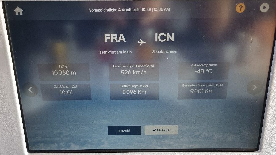 Entertainment System der Lufthansa Business Class