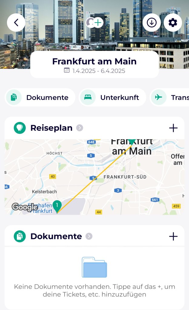 Reiseplan in der Lambus App