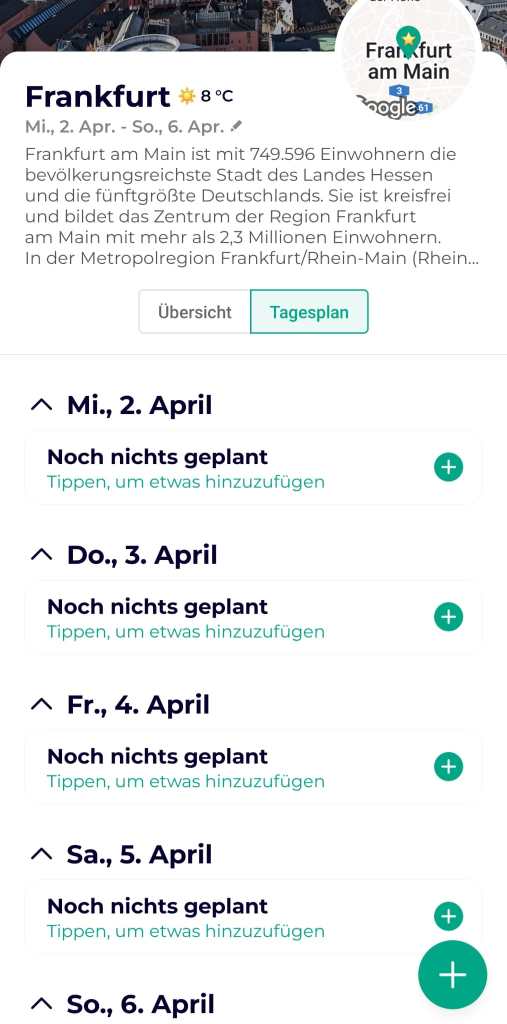 Mein Tagesplan in Frankfurt - Meine Reise-App Empfehlung